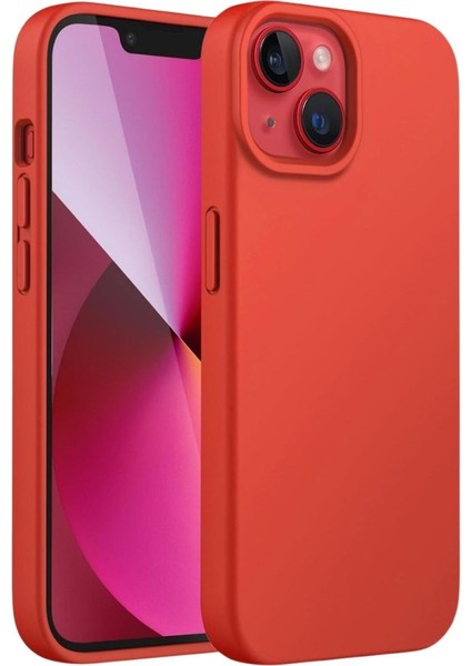 Apple iPhone 13 Mini Uyumlu Silikon Kılıf - Pastel Renk Tonu Esnek Tam Koruma Kapak - Kırmızı