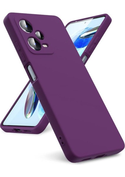 Redmi Note 12 5G Uyumlu Silikon Kılıf - Kamera Korumalı Esnek Pastel Renk Kapak - Mor