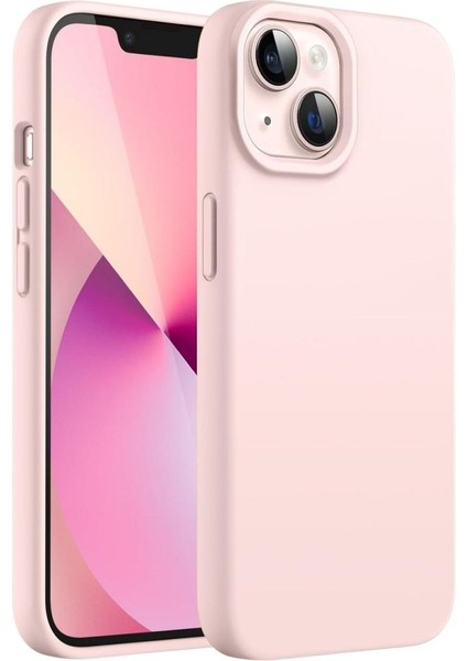 Apple iPhone 13 Uyumlu Silikon Kılıf - Pastel Renk Tonu Esnek Tam Koruma Kapak - Pudra Pembe