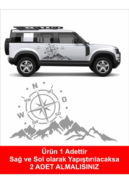 Dağ ve Pusula 4x4 Offroad Kamp Sticker Araba Oto Motosiklet Karavan Etiket 02171