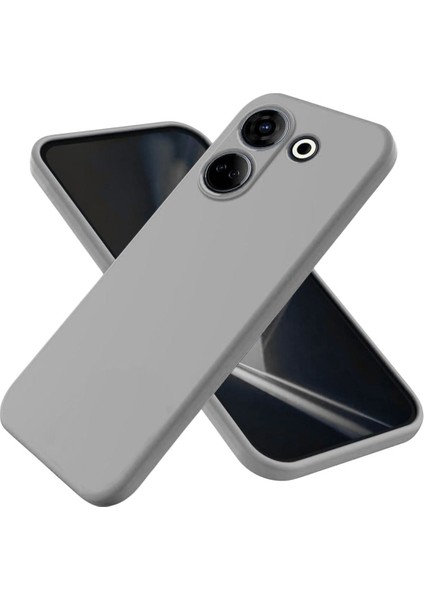 Tecno Camon 20 Uyumlu Silikon Kılıf - Kamera Korumalı Esnek Pastel Renk Kapak - Gri