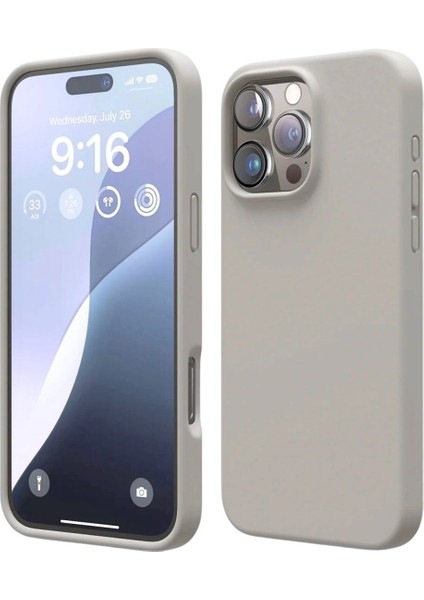 Apple iPhone 15 Pro Max Uyumlu Silikon Kılıf - Pastel Renk Esnek Tam Koruma Kapak - Gri