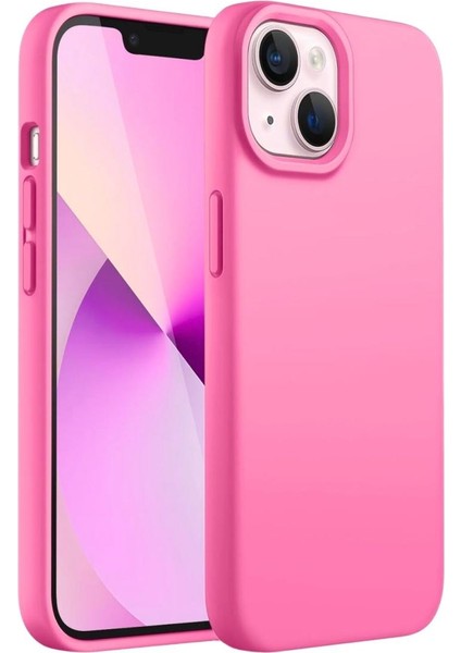 Apple iPhone 13 Mini Uyumlu Silikon Kılıf - Pastel Renk Tonu Esnek Tam Koruma Kapak - Pembe