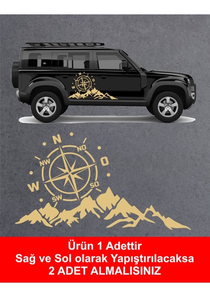 Dağ ve Pusula 4x4 Offroad Kamp Sticker Araba Oto Motosiklet Karavan Etiket 02171