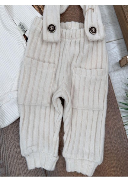 Mantar Nakışlı Salopet Bereli Alttan Çıtçıtlı Badi 3lü Bebek Takım indirimleri