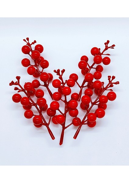 Dekoratif Yapay Kokina, Kiraz Çiçeği, Dekoratif Yılbaşı Hediye Süsü, 5 Adet