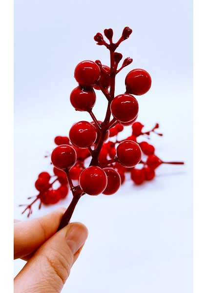 Dekoratif Yapay Kokina, Kiraz Çiçeği, Dekoratif Yılbaşı Hediye Süsü, 5 Adet modelleri