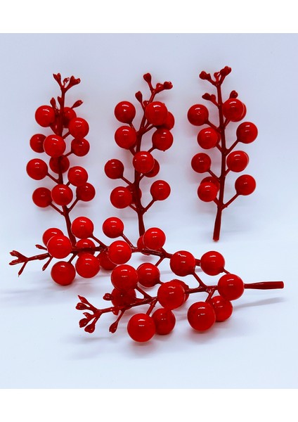 Dekoratif Yapay Kokina, Kiraz Çiçeği, Dekoratif Yılbaşı Hediye Süsü, 5 Adet indirimleri