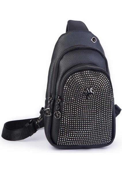 Kadın Bel ve Body Bag Siyah Gümüş