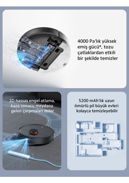 4000PA Gelişmiş Çekim Güçlü Yeni Nesil Lds Akıllı Navigasyon 10.000 Titreşim/dk Akıllı Robot Süpürge | Onerous Mutfak Tartısı Hediye