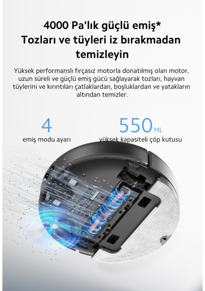 4000PA Gelişmiş Çekim Güçlü Yeni Nesil Lds Akıllı Navigasyon 10.000 Titreşim/dk Akıllı Robot Süpürge | Onerous Mutfak Tartısı Hediye