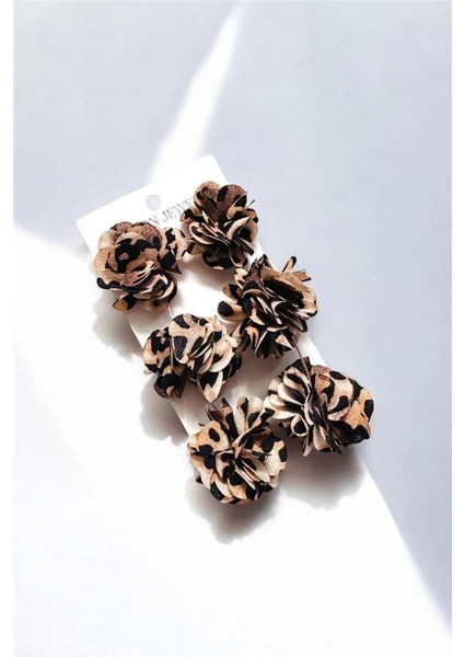 Kumaş Leopar Desenli Uzun Küpe