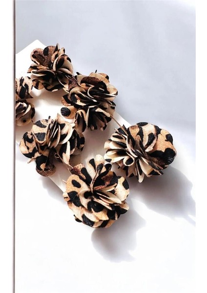 Kumaş Leopar Desenli Uzun Küpe fiyatları