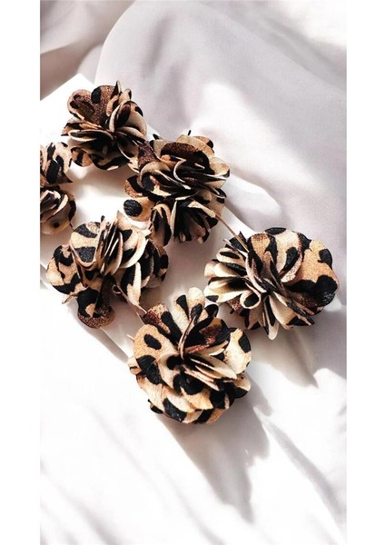 Kumaş Leopar Desenli Uzun Küpe modelleri