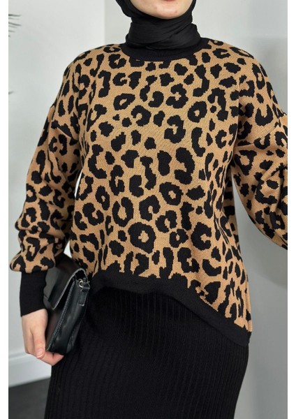 Shea Leopar Crop Jile Takım Siyah