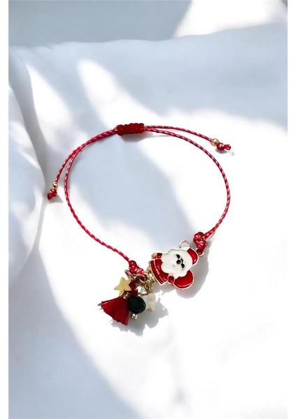 Yılbaşı Noel Baba Ip Makrome Bileklik