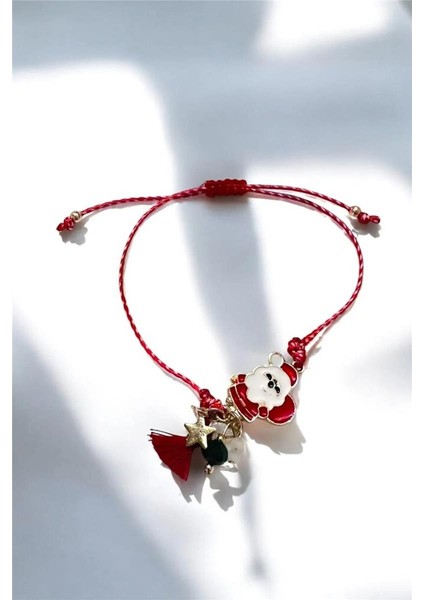 Yılbaşı Noel Baba Ip Makrome Bileklik modelleri