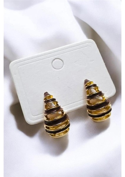 Şeritli Mine Damla Küpe 2,5 Cm.