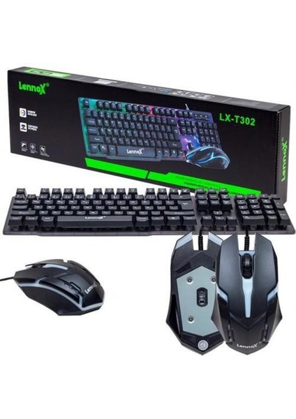 LX-T302 Oyuncu Klavye Mouse Set Rgb Işıklı Orjinal