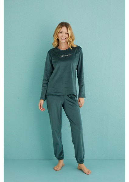 Kadın Pijama Takımı Uzun Kollu Soft Fransız Kadife Kışlık modelleri