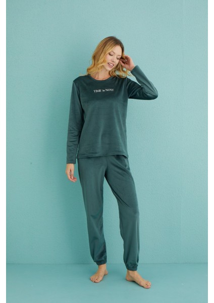 Kadın Pijama Takımı Uzun Kollu Soft Fransız Kadife Kışlık fırsatları