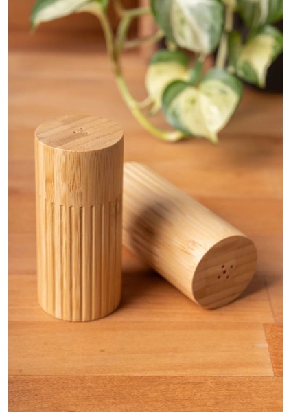 Doğal Bambu Tuzluk ve Biberlik Seti - 2'li 5 x 11 cm