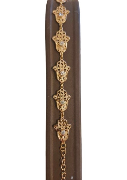Rose Gold Zirkon Taşlı Fatma Ana Eli Vip Çelik Bileklik fiyatları