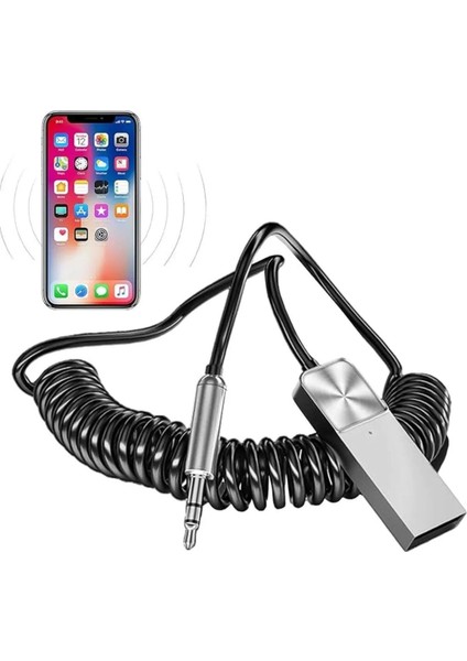 Universal Telefonlara Bluetooth 5.0 Receiver USB Aux Wireless Araç Kiti Telefon Müzik Dinleme
