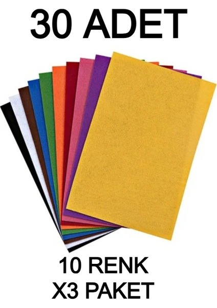 30 Adet Keçe Karışık Renk - A4 Boyutunda 20X30 Cm.