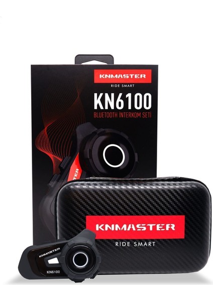 KN6100 Motosiklet Kask Interkom Bluetooth Intercom Kulaklık Seti Siyah Çanta Hediyeli
