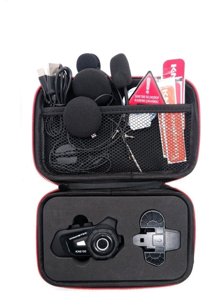 KN6100 Motosiklet Kask Interkom Bluetooth Intercom Kulaklık Seti Siyah Çanta Hediyeli fiyatları