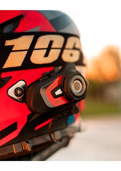 KN6100 Motosiklet Kask Interkom Bluetooth Intercom Kulaklık Seti Siyah Çanta Hediyeli indirimleri