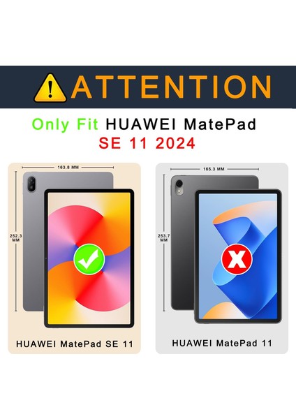 Huawei Matepad Se 11'' Inç 2024 Uyumlu Kılıf Pu Deri Arkası Şeffaf Smart Standlı Kılıf