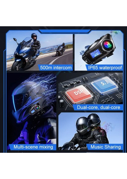 Q58 Max Dijitool Kablosuz Motosiklet Kaskı Interkom Çift Sürücü Iletişimi 500M Stereo Mp3 Fm Radyo indirimleri