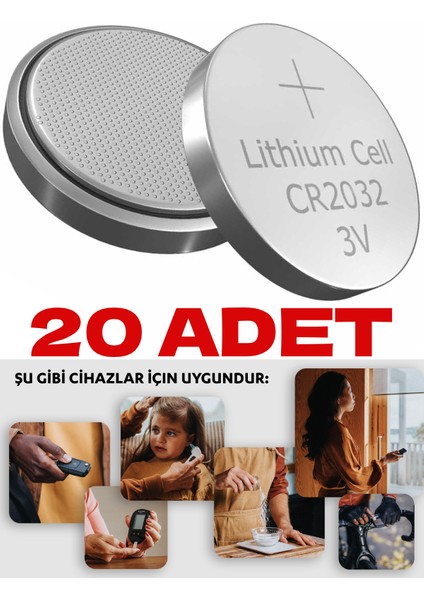 20 Adet 2032 Pil Tartı Pili Baskül Pili Para Düğme Pil