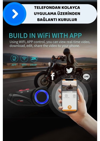 Maxto M3S Serisi 2k Hd 1440P Kameralı Intercom Motosiklet Motorcu Kulaklık Intercomu 5.0 Bluetooth fırsatları