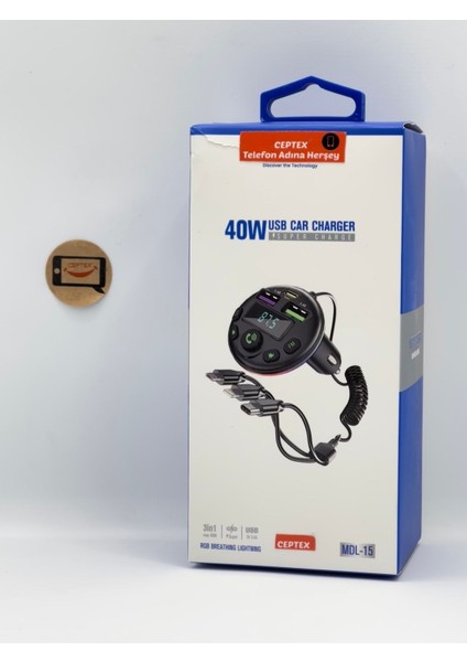 Araç Müzik Çalar Fm Transmitter Modulator Oto Araba Çakmaklık Bluetooth USB Mdl-15
