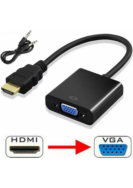 C-554 HDMI To VGA Ses Fullhd Dönüştürücü Çevirici Aparat Adaptör