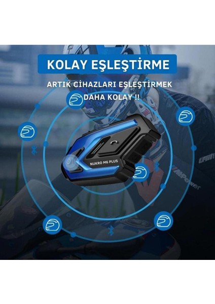 M6 Plus Bluetooth Intercom Mavi