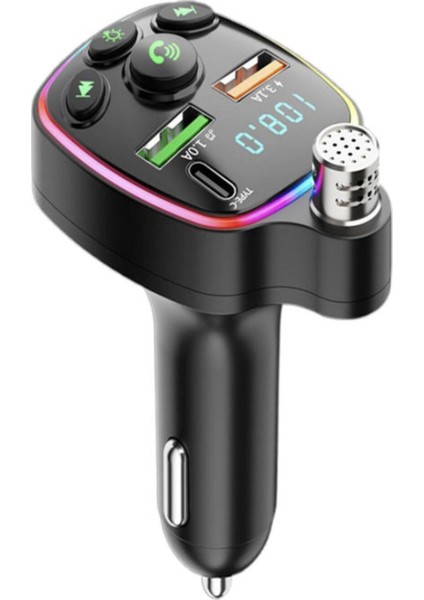Bluetooth 5.0 Fm Transmitter Çift USB 3.1A Pd Hızlı Şarj Destekli Mikrofonlu Modülatör