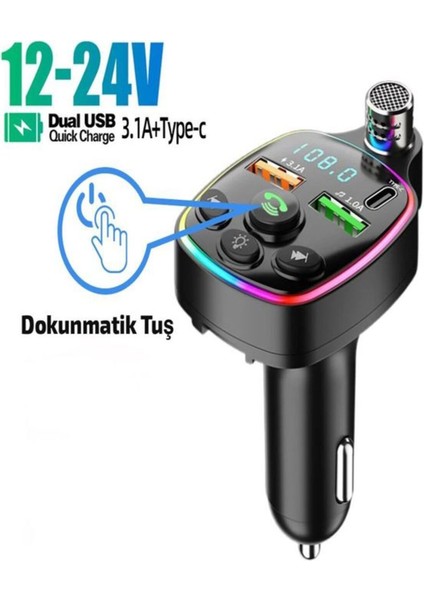Bluetooth 5.0 Fm Transmitter Çift USB 3.1A Pd Hızlı Şarj Destekli Mikrofonlu Modülatör fırsatları