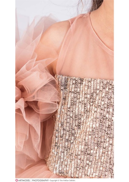 Pon Pon Kollu Kız Çocuk Elbise modelleri