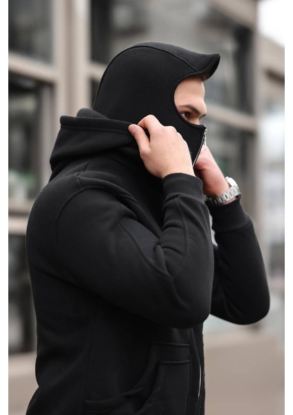 Bafatex 3 Iplik Şardonlu Maskeli Sweatshirt