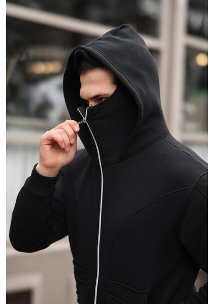 Bafatex 3 Iplik Şardonlu Maskeli Sweatshirt