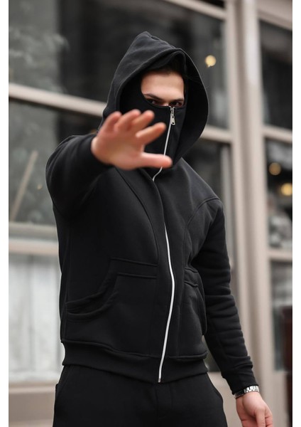 Bafatex 3 Iplik Şardonlu Maskeli Sweatshirt