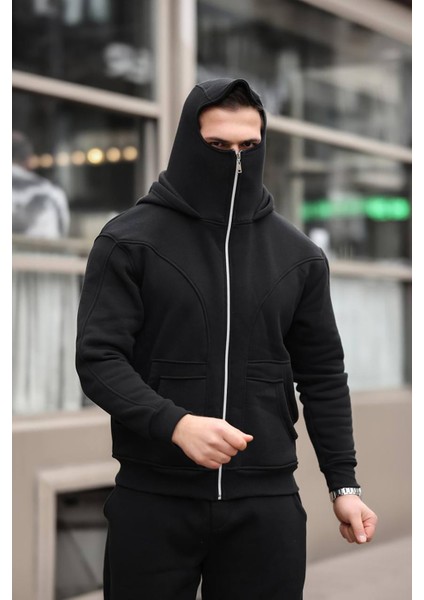 Bafatex 3 Iplik Şardonlu Maskeli Sweatshirt