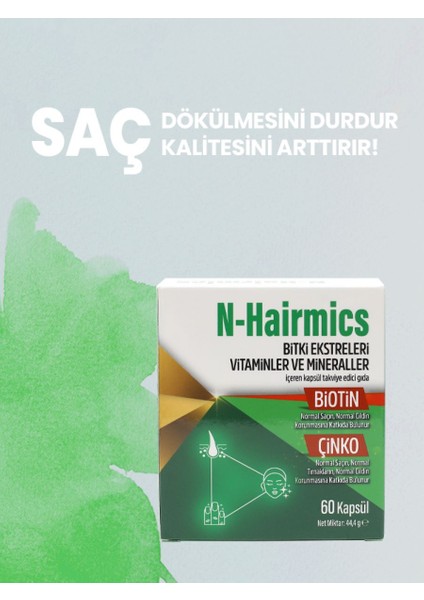 Bitki Ekstreleri Biotin Çinko Içeren Saç Destek Vitamini 60 Kapsül