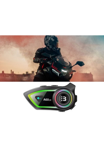 Lobo A60 2x Bağlantılı 2 Intercom Bağlantılı Su Geçirmez Motosiklet Kask Bluetooth 5.3