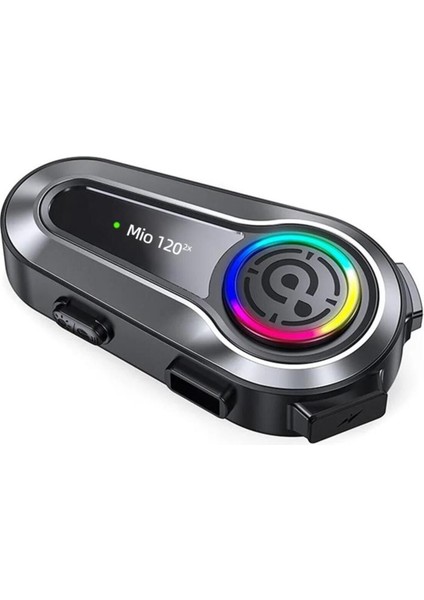 Mio 120 2x Rgb 1000MAH Ipx6 1500M 2 Kişilik Kask Intercom Motosiklet Bluetooth Kulaklık-Siyah fiyatları