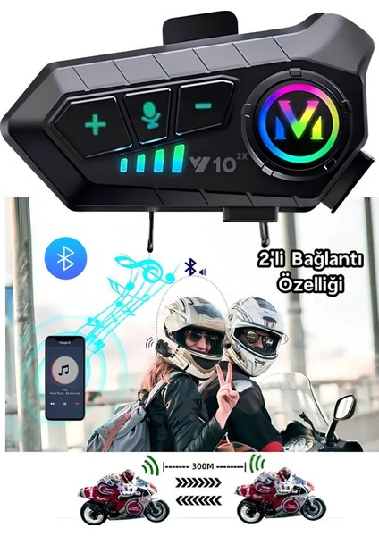 Su Geçirmez Bluetooth Motosiklet Intercom Kask Kulaklığı 2000 Mah 300MT 2 Li Bağlantı Özelliği